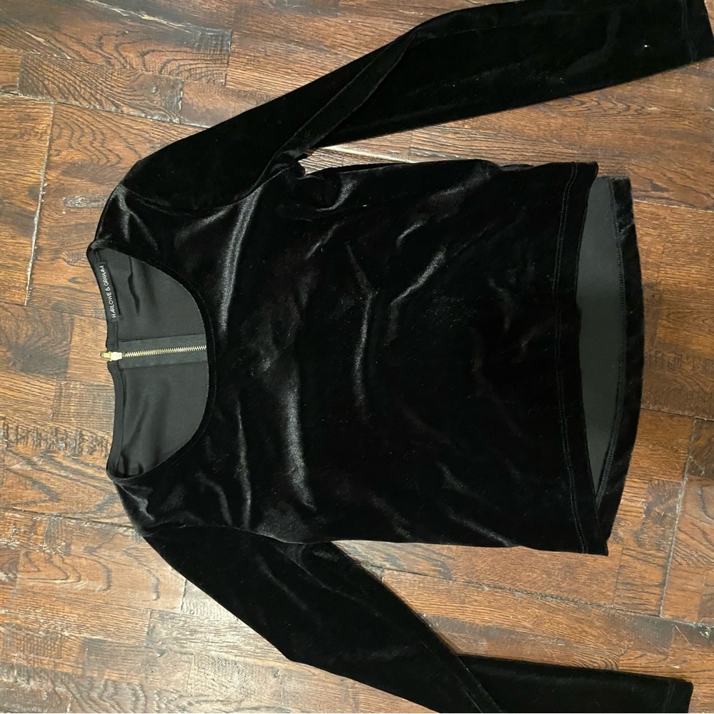 Harlowe & Graham Black Velvet Top with Gold Zipper